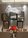 Modern and simple three-headed ring pendant lamp in the living room and dining room, creative and personalized led crystal lamp in platinum details Picture